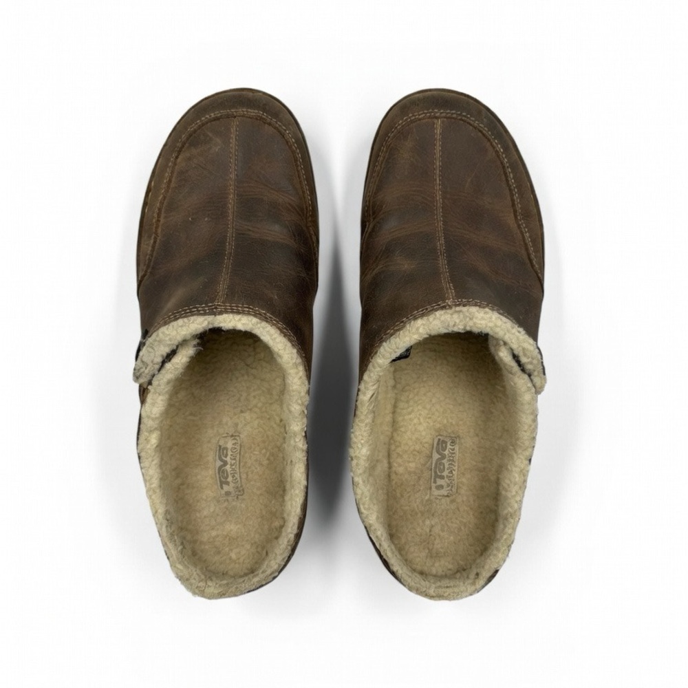 Teva Women’s Brown Leather Shearling-Lined Slip-On